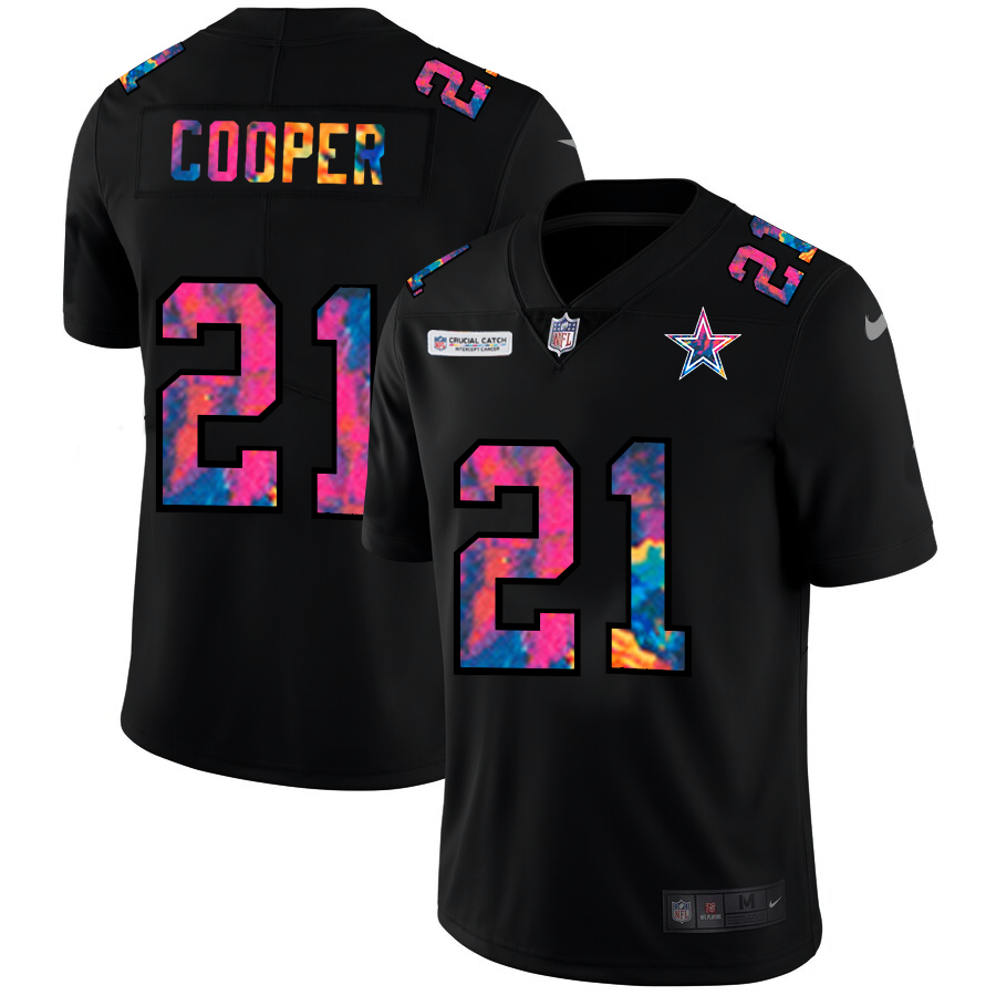 NFL Dallas Cowboys 21 Ezekiel Elliott Men Nike MultiColor Black 2020 Crucial Catch Vapor Untouchable Limited Jersey